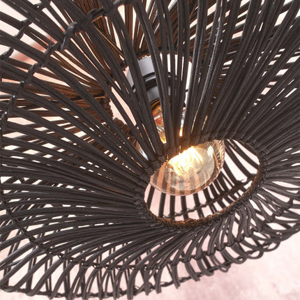 Lampadaire Zanzibar Rotin et Bambou Noir 150 cm