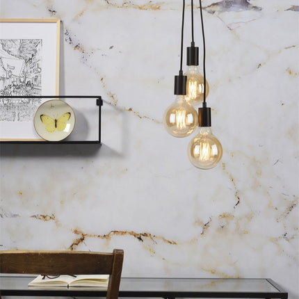 Lámpara colgante Oslo de 3 luces con cable textil negro