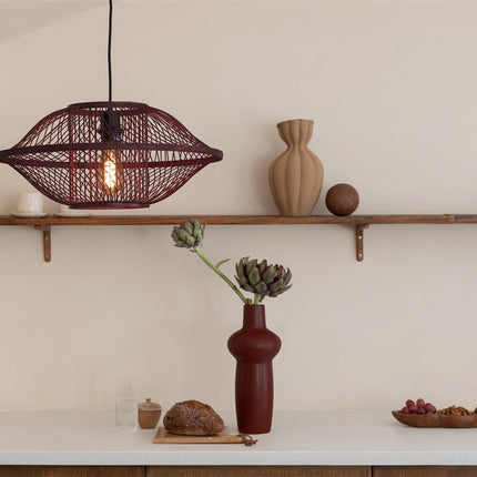 Maui Bamboo Pendant Light Bordeaux 50 cm