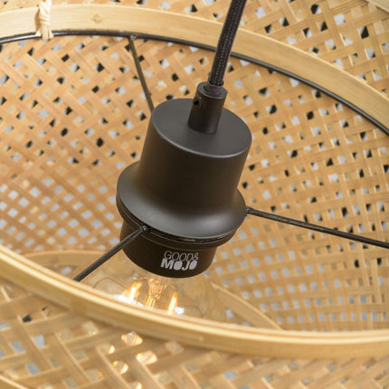 Bhutan Bambus Stehlampe Schwarz und Natur 218 cm