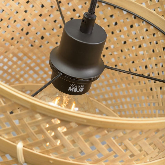 Bhutan Wall Light Natural and Black Bamboo Ø40 cm