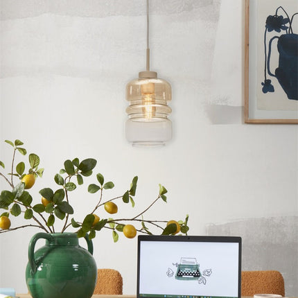 Lámpara colgante Verona de cristal ámbar degradado, Ø15 cm