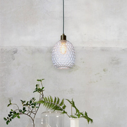 Suspension Verona Verre Strié Transparent Ø18 cm