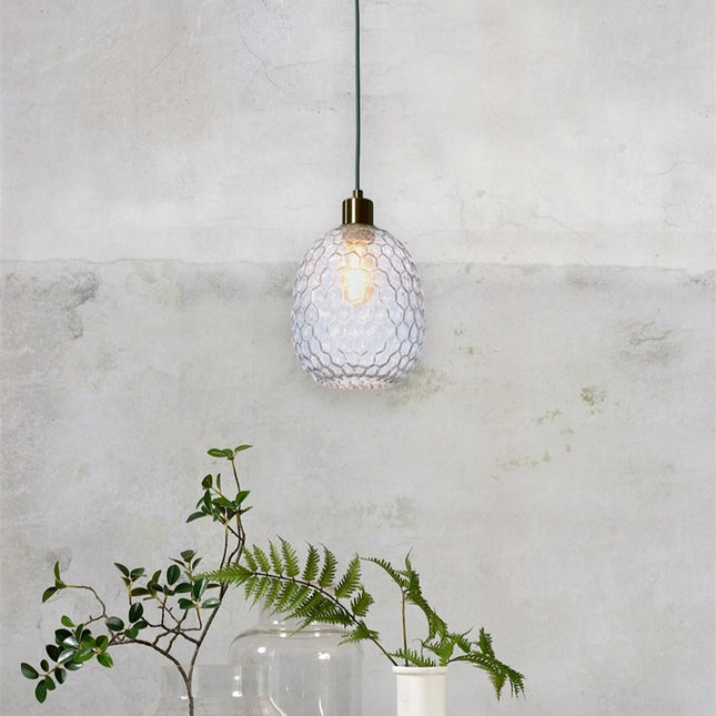 Verona Pendelleuchte, klares Streifenglas, Ø18 cm