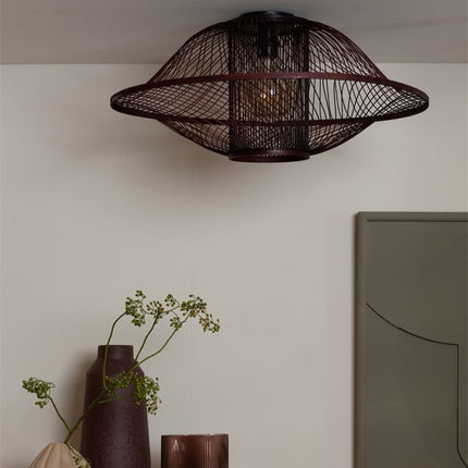 Plafonnier Maui Bambou Bordeaux 70 cm