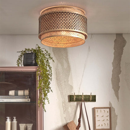 Bhutan Runde Deckenleuchte Bambus Schwarz und Natur 40 cm