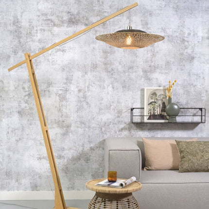 Lampadaire Kalimantan Bambou Naturel et Noir 218 cm