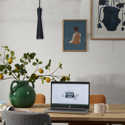 Lámpara colgante cilíndrica negra Burdeos GU10