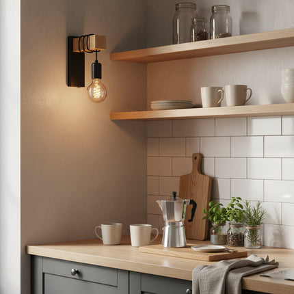 Lámpara de pared de madera industrial minimalista