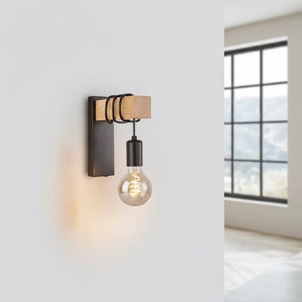 Lámpara de pared de madera industrial minimalista