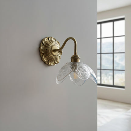 Aplique de pared con flores de cobre y vidrio