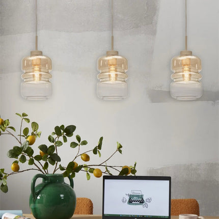 Lámpara colgante Verona de cristal ámbar degradado, Ø15 cm