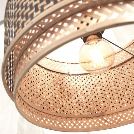 Bhutan Runde Deckenleuchte Bambus Schwarz und Natur 40 cm