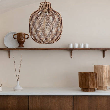 Mendoza Natural and Brown Bamboo Pendant Light 40 cm