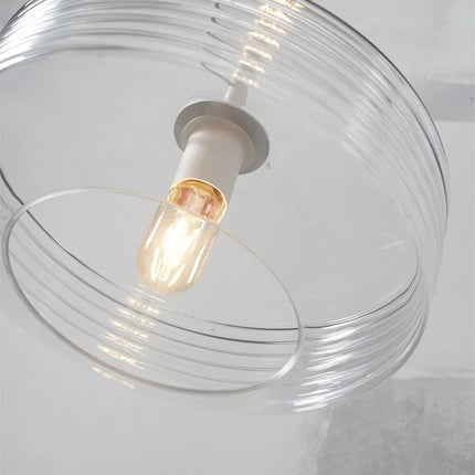 Lámpara colgante Verona, cristal estriado transparente, Ø35 cm