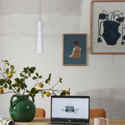 Lámpara colgante cilíndrica blanca Burdeos GU10