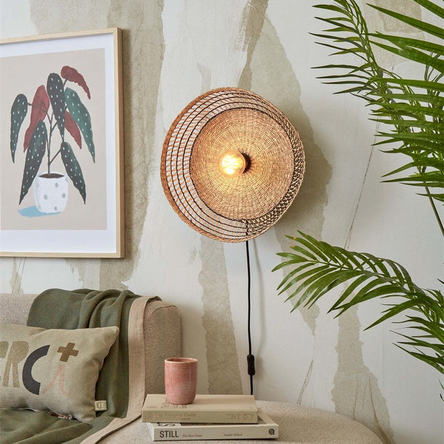 Pantanal Wandleuchte Seegras Schwarz und Natur 45 cm