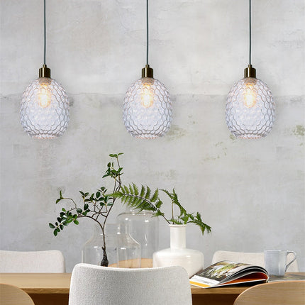 Suspension Verona Verre Strié Transparent Ø18 cm