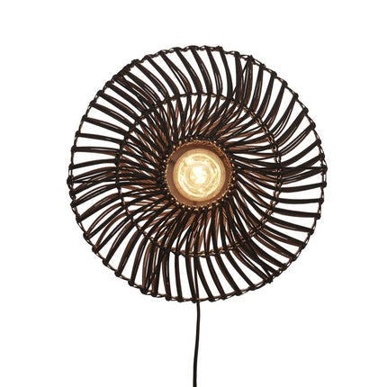 Zanzibar Rattan-Wandleuchte Schwarz 40 cm
