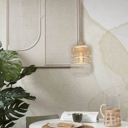 Lámpara colgante Verona de cristal ámbar degradado, Ø15 cm