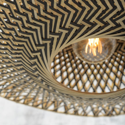 Deckenleuchte Bali aus Bambus, Schwarz und Natur, 60 cm