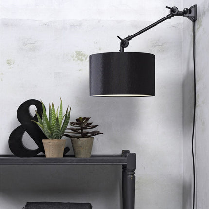 Lámpara de pared Amsterdam de hierro negro y algodón