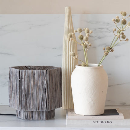 Panama Table Lamp Raffia Grey 28 cm