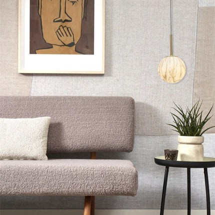 Lámpara colgante de globo dorado de mármol de Carrara S