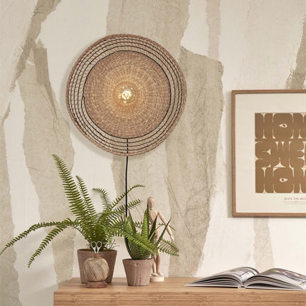 Pantanal Wandleuchte Seegras Schwarz und Natur 45 cm