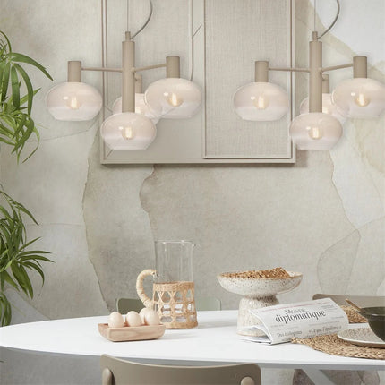 Suspension Bologna 4 Bras Verre Dégradé Blanc