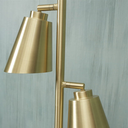 Lámpara de pie Bremen con 2 pantallas de hierro dorado