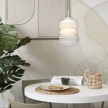 Lámpara colgante Verona de cristal degradado blanco, Ø15 cm