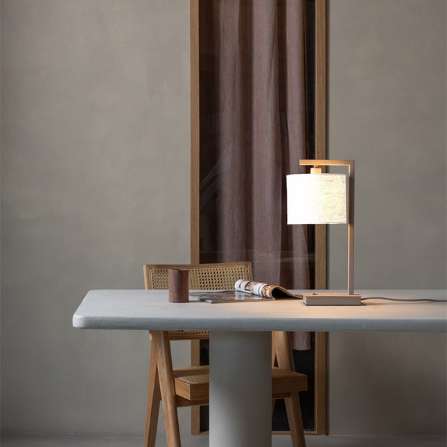 Tischlampe Boston in Sand und Weiß