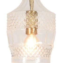 Lámpara de suspensión Bruselas Cristal Transparente Recta Oro