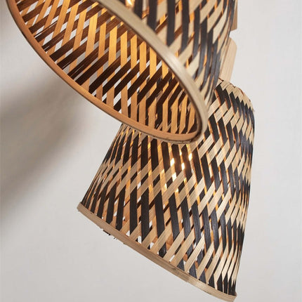 Java Deckenleuchte 2 - Schwarzer und natürlicher Bambusschirm 30 cm