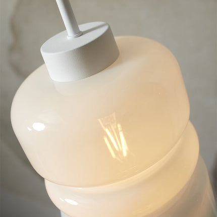 Lámpara colgante Verona de cristal degradado blanco, Ø15 cm