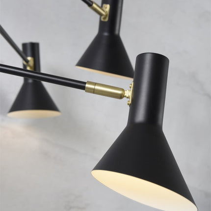 Lámpara de techo Izmir de 3 brazos, color negro y dorado