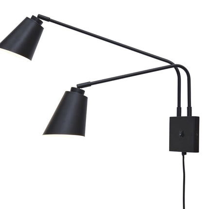 2-armige Wandleuchte Bremen aus schwarzem Eisen