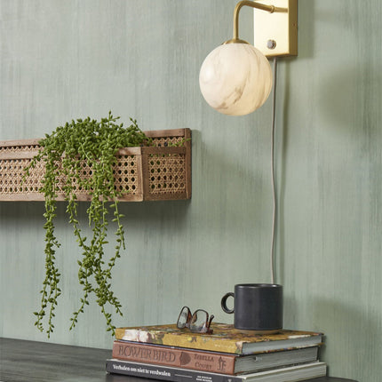 Aplique de pared de mármol y oro con forma de globo de Carrara