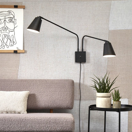 2-armige Wandleuchte Bremen aus schwarzem Eisen