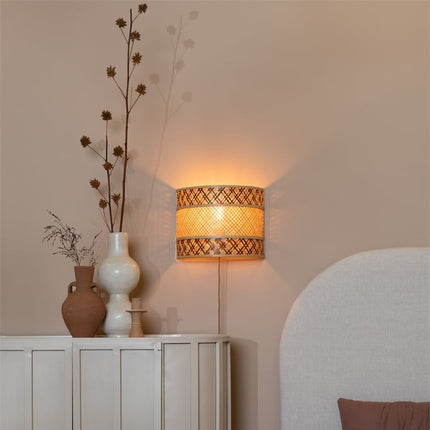 Langkawi Wandleuchte aus natürlichem und braunem Bambus, 32 cm