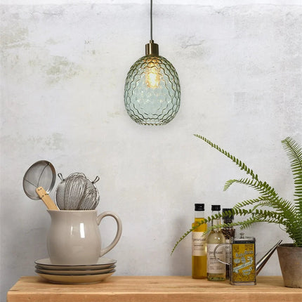 Suspension Venice Ovale Verre Vert et Or