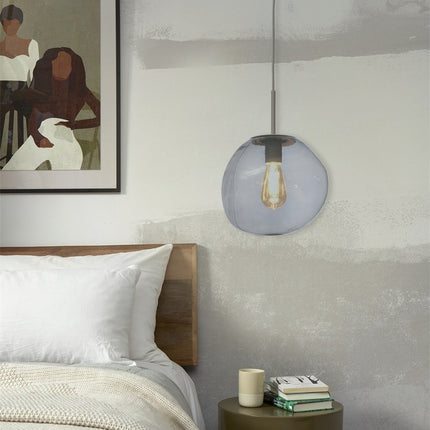 Lámpara colgante Helsinki de cristal guijarro gris