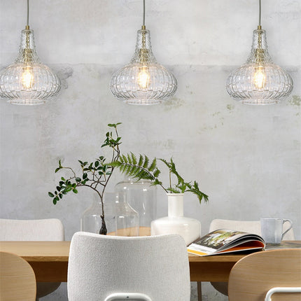 Lámpara colgante Venice Drop de cristal dorado transparente