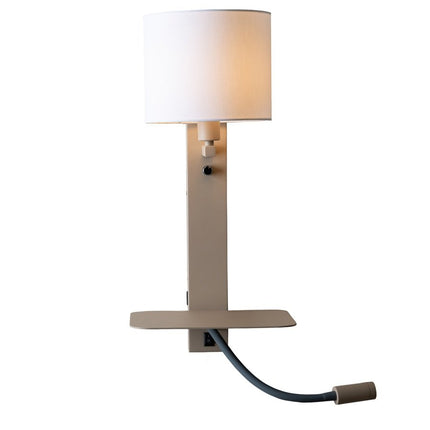 Aplique de pared Florence con lámpara de lectura color arena y blanco