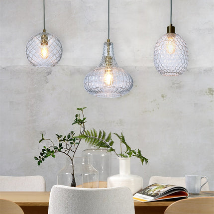 Suspension Verona Verre Strié Transparent Ø18 cm