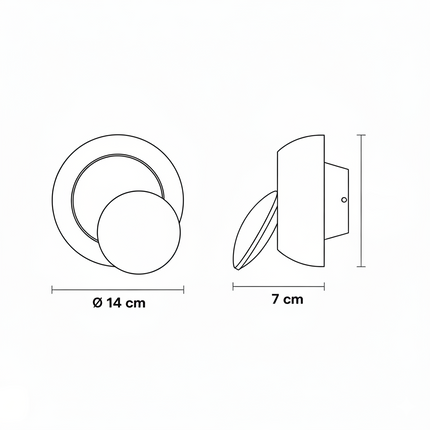 Robuste, um 350 Grad drehbare Wandleuchte