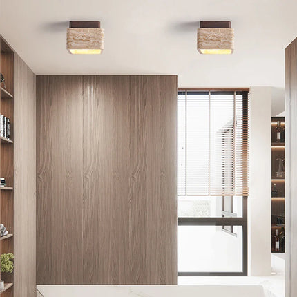 Lámpara de techo LED de piedra travertino