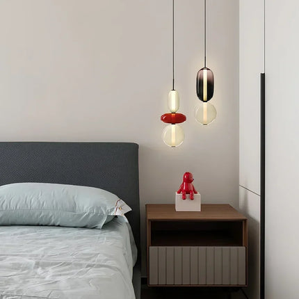 Lámpara colgante creativa de vidrio coloreado apilado