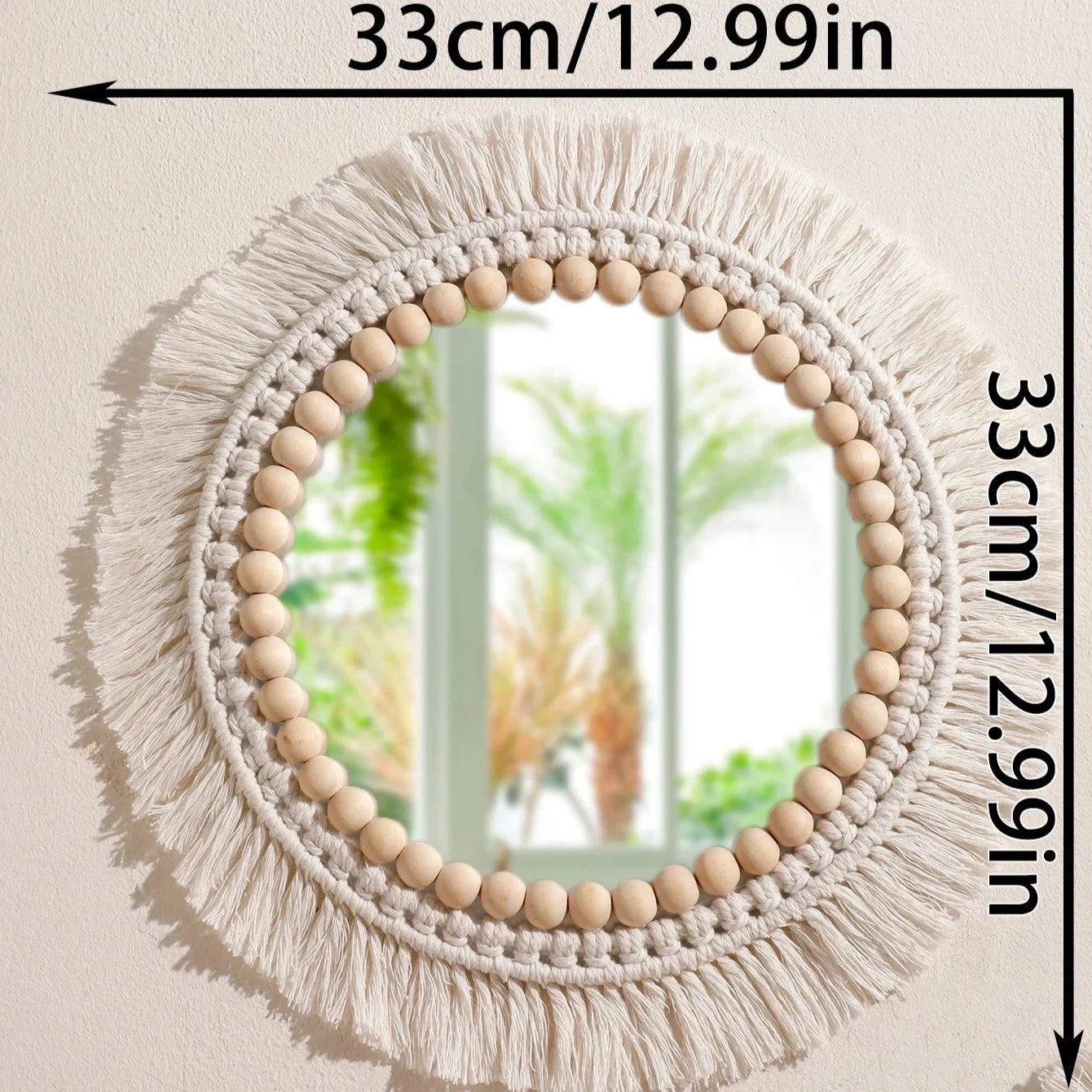 Decorative Woven Macrame Wall Mirror with Tassel